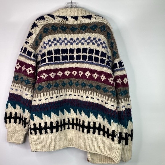 Sweaterman 100% Wool Ecuador Cardigan Sweater L/XL Hand Knit - Picture 5 of 9